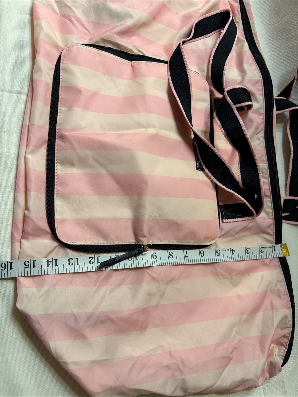 Victoria's Secret Pink and Cream Striped packable weekender/getaway tote - Picture 8 of 8